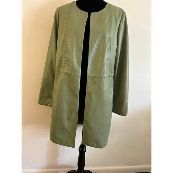 Chico Faux Leather Jacket Womens s pistachios
Green Mid Length Pockets Sz1 8/10 - Picture 1 of 9